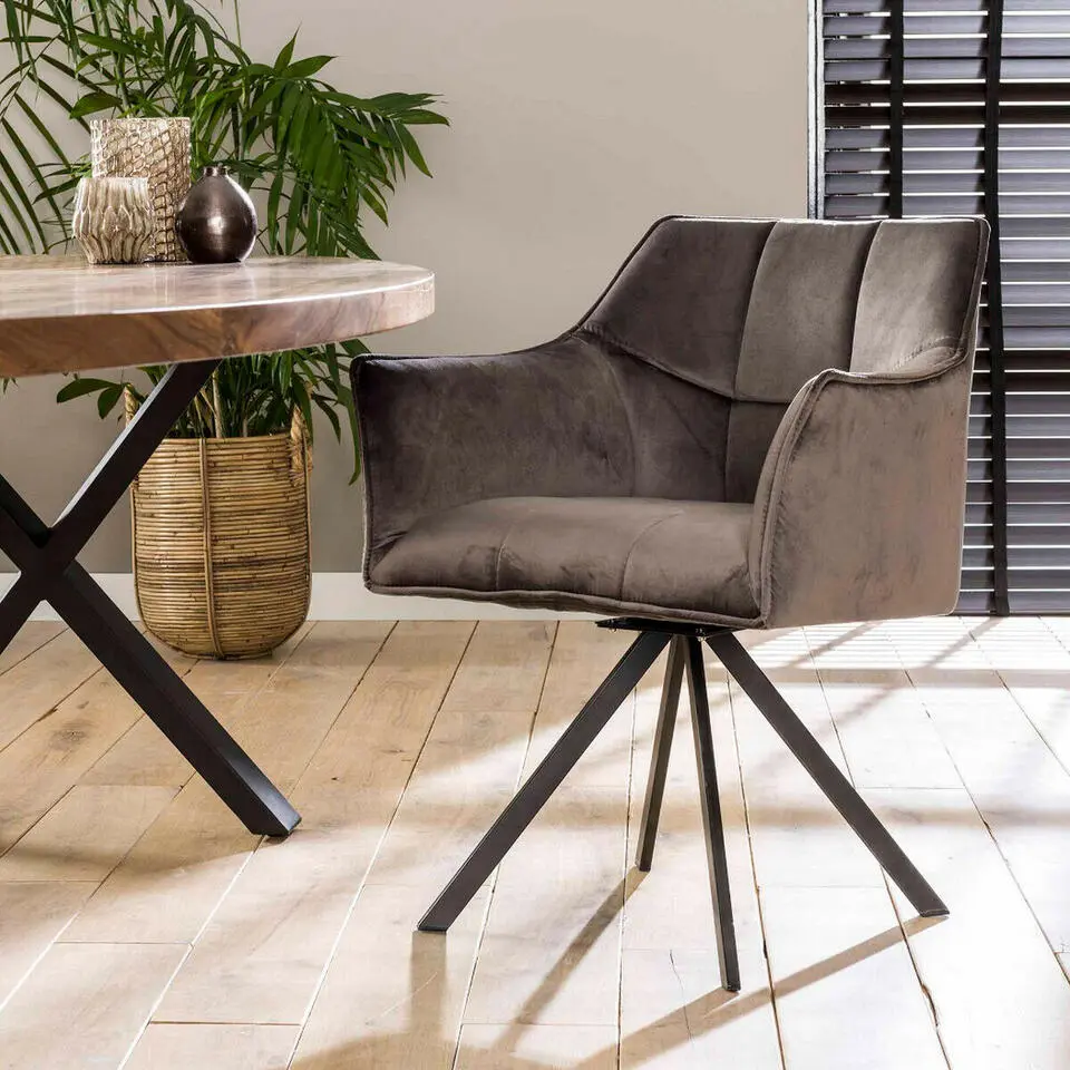 Fraaai - Ramon eetkamerstoel velvet draaibaar antraciet