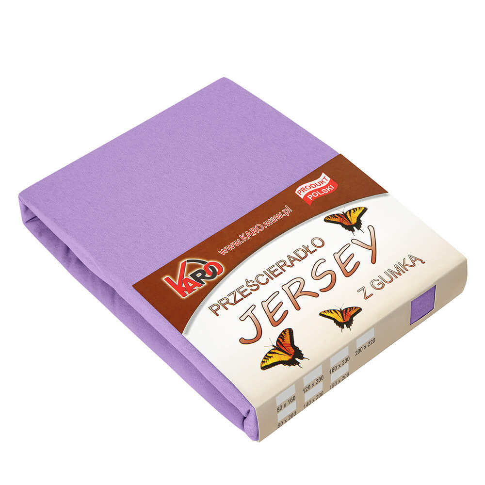 Prześcieradło jersey z gumką 90x200 fioletowe 150g/m2 KARO