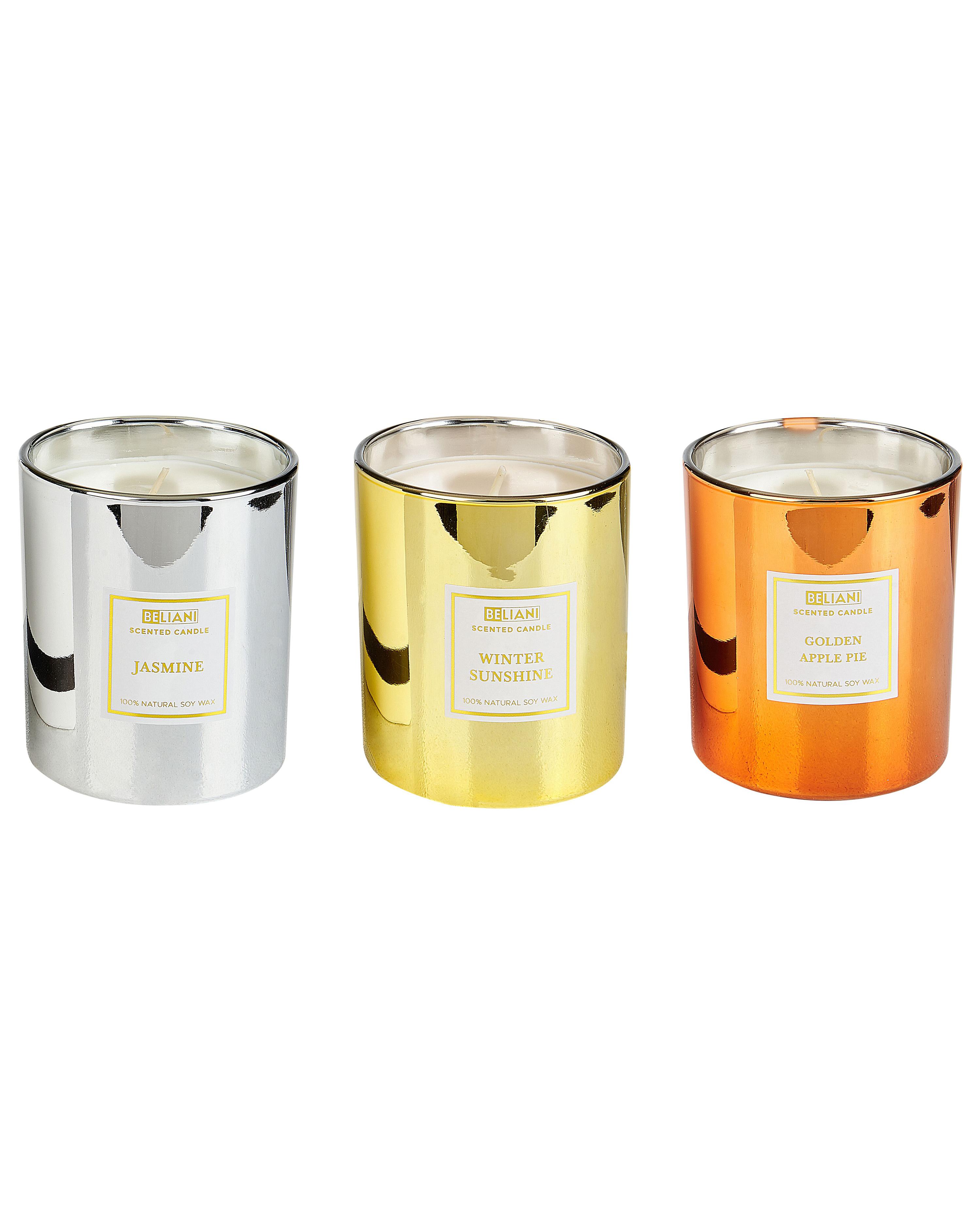 Set of 3 Scented Candles METALLIC GLAMOUR 9 cm Multicolour