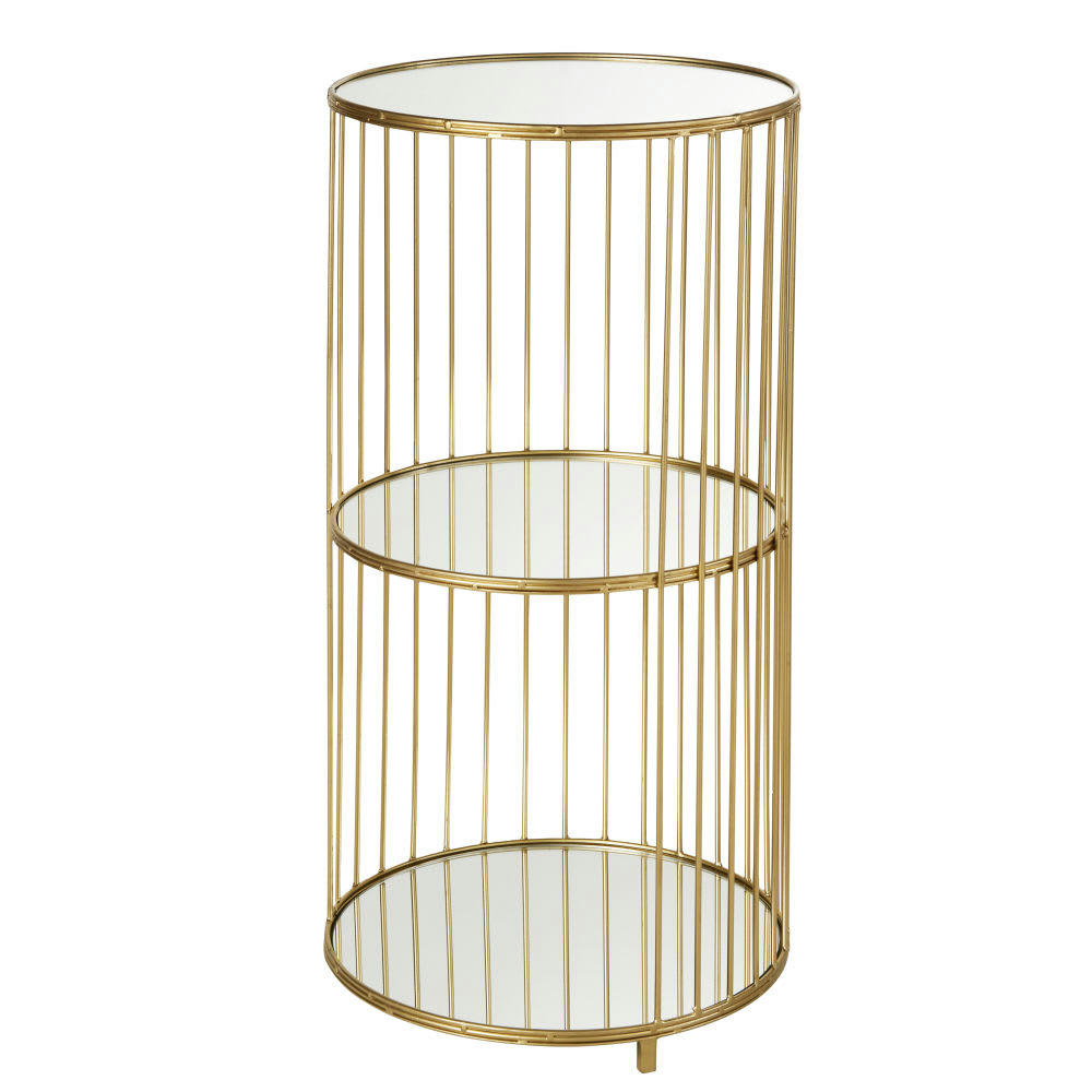 SHELLY - Etagère 3 plateaux en verre et métal doré