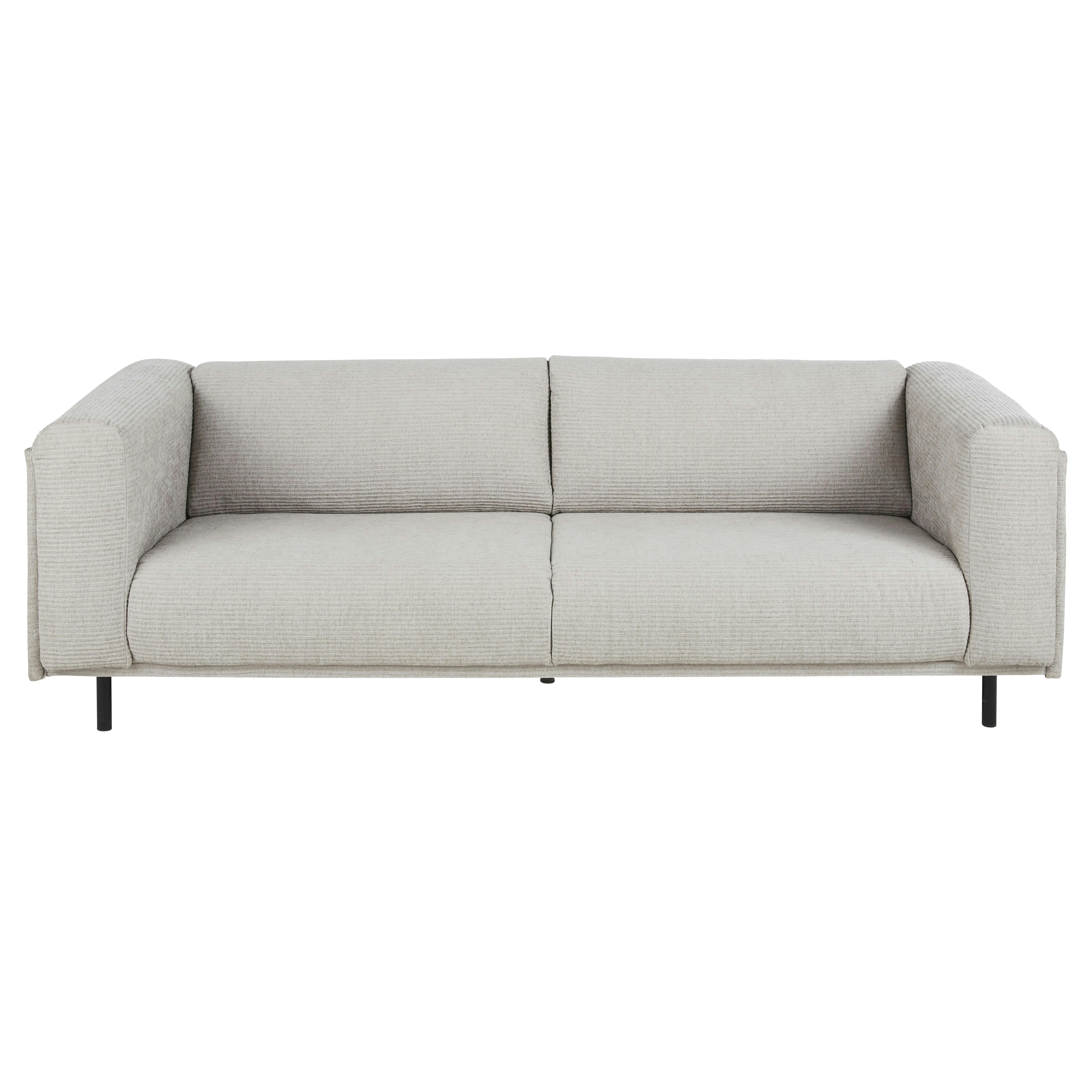 Nemo - Canapé 3/4 places en velours côtelé gris clair