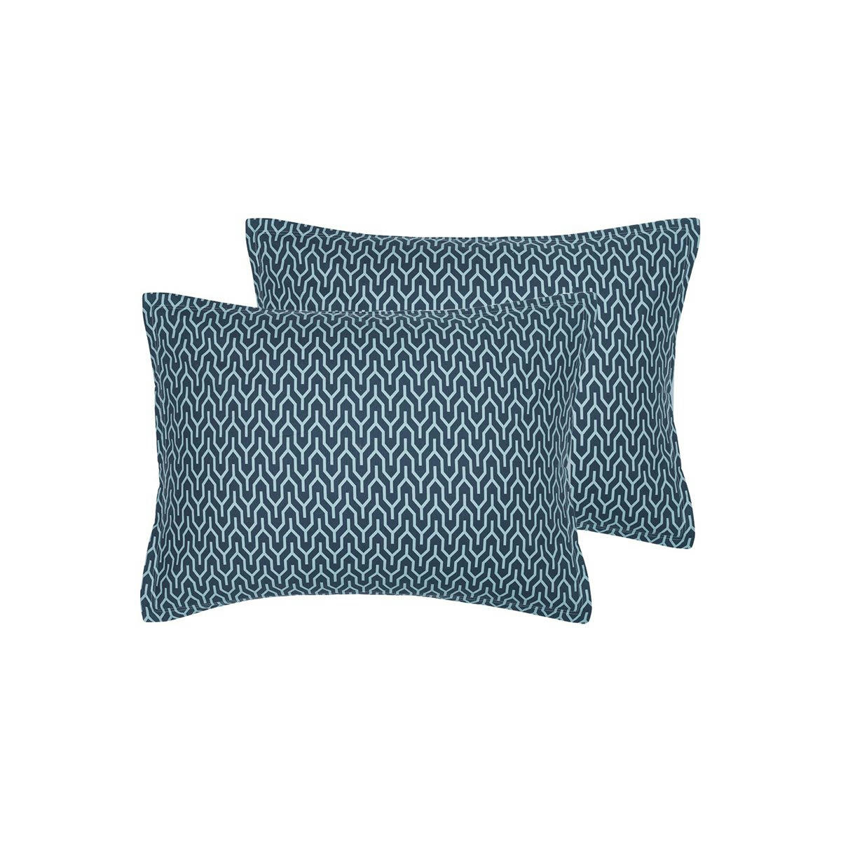 LOKKEN - 2 taies d'oreillers en percale de coton  indigo 50x70 cm