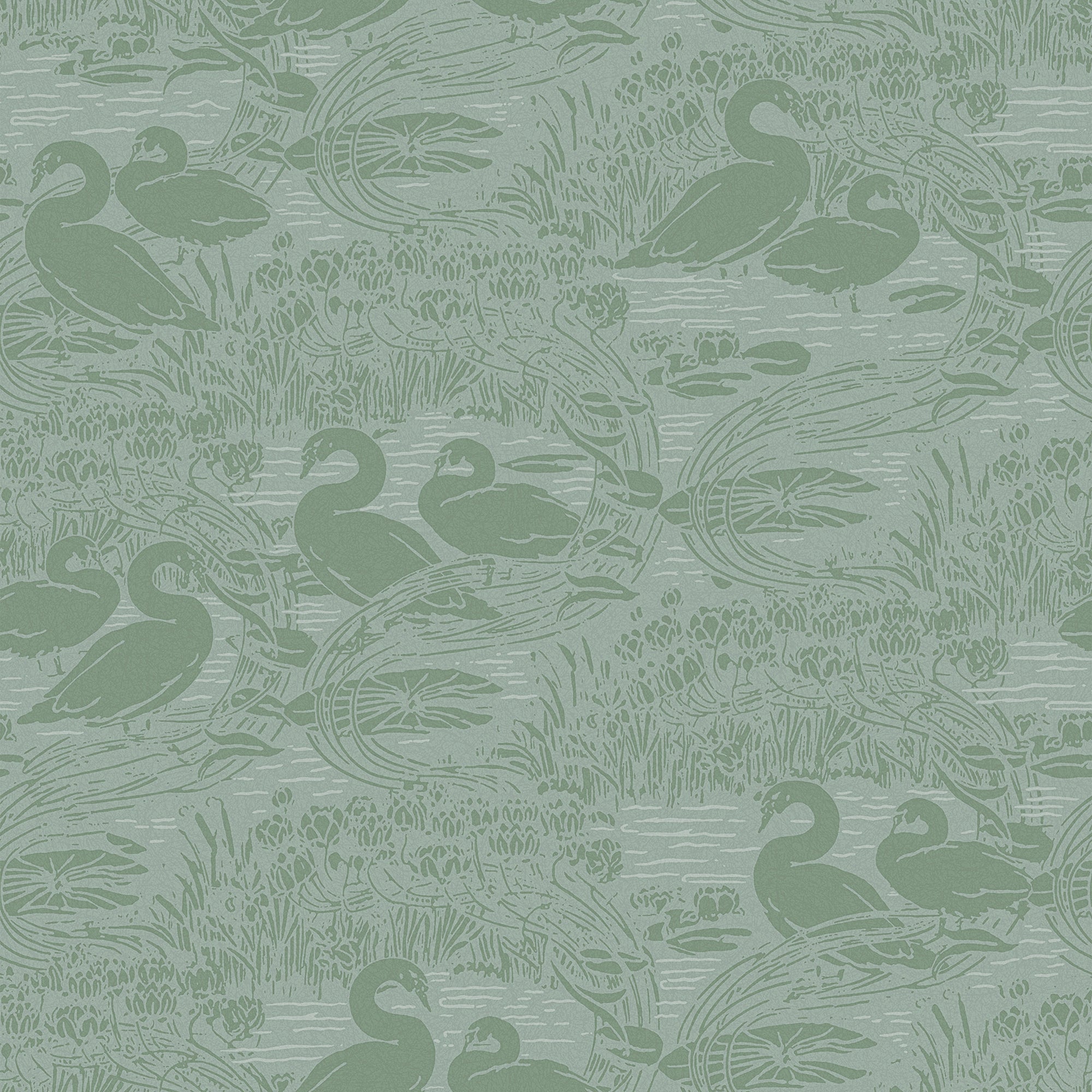 Laura Ashley Vliesbehang - Swans Jade Green - Groen 10mx52cm