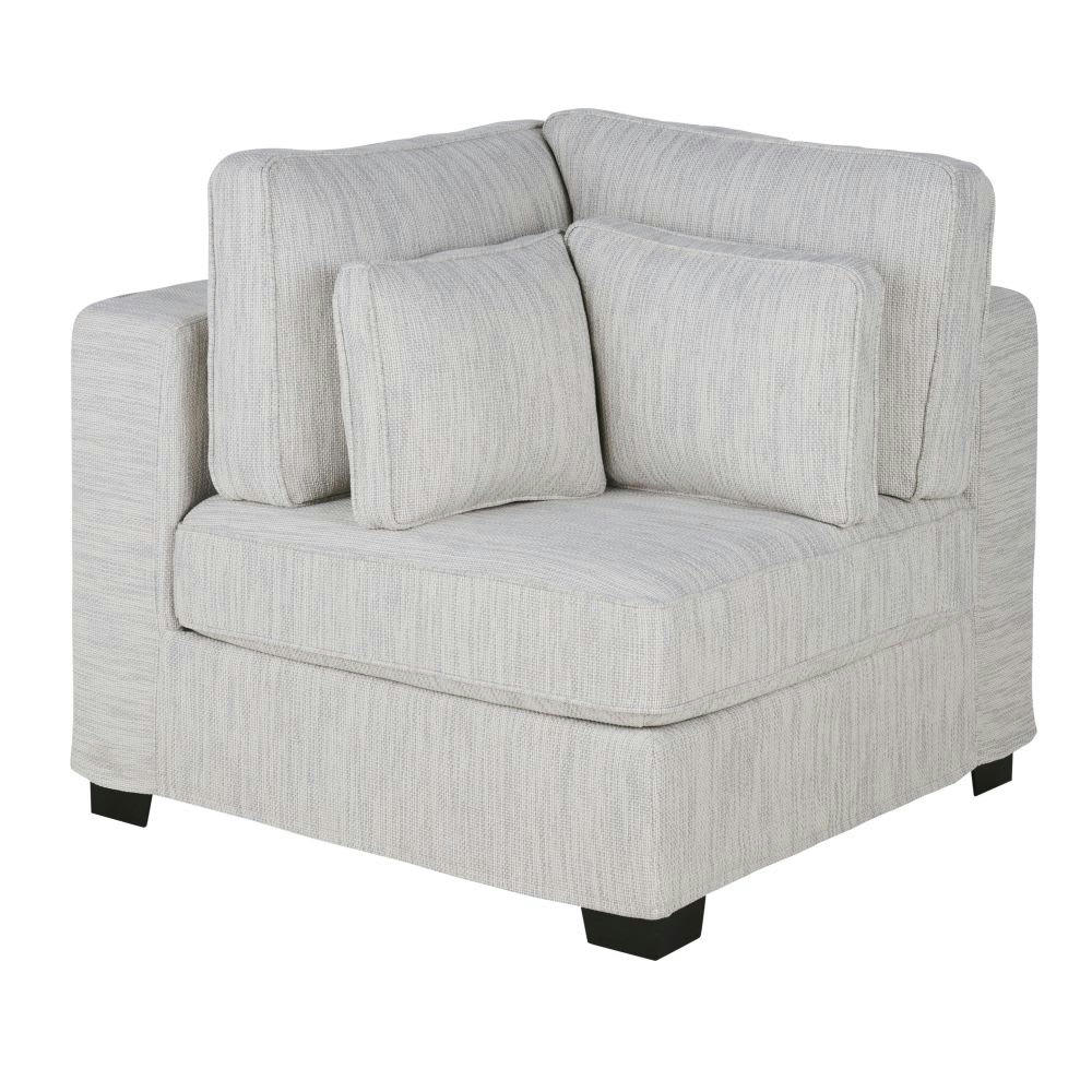 Milano - Angle pour canapé modulable en textile recyclé gris clair chiné