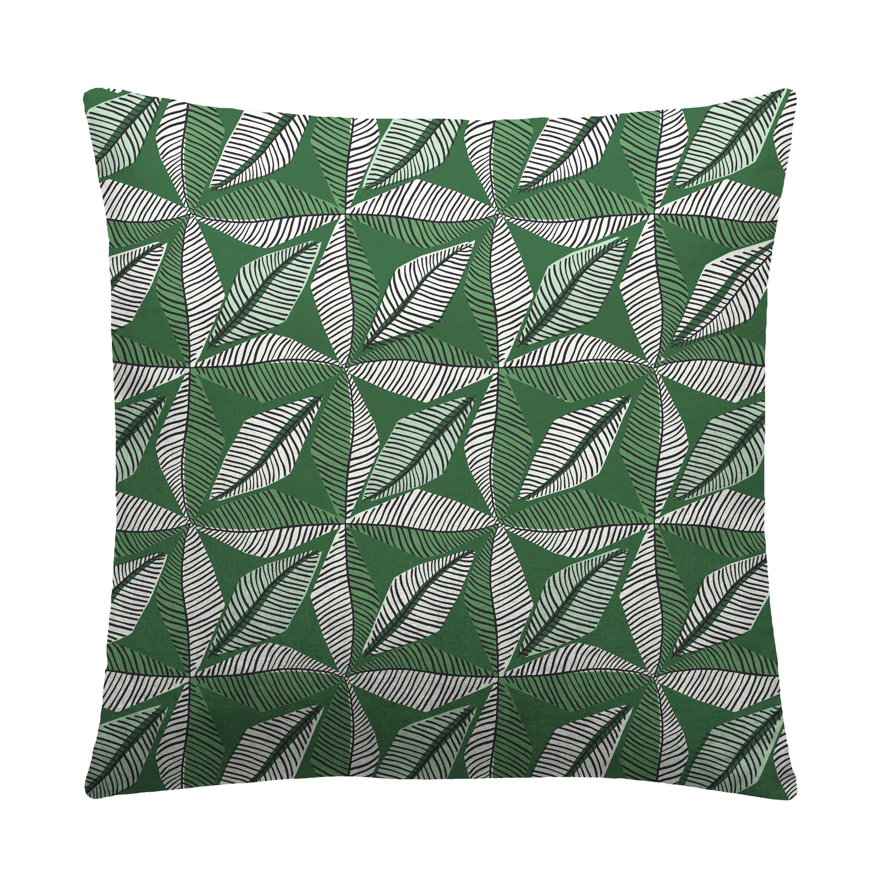 TOGO - Housse de coussin bi matière en lin et coton 50x50cm Vert Mousse