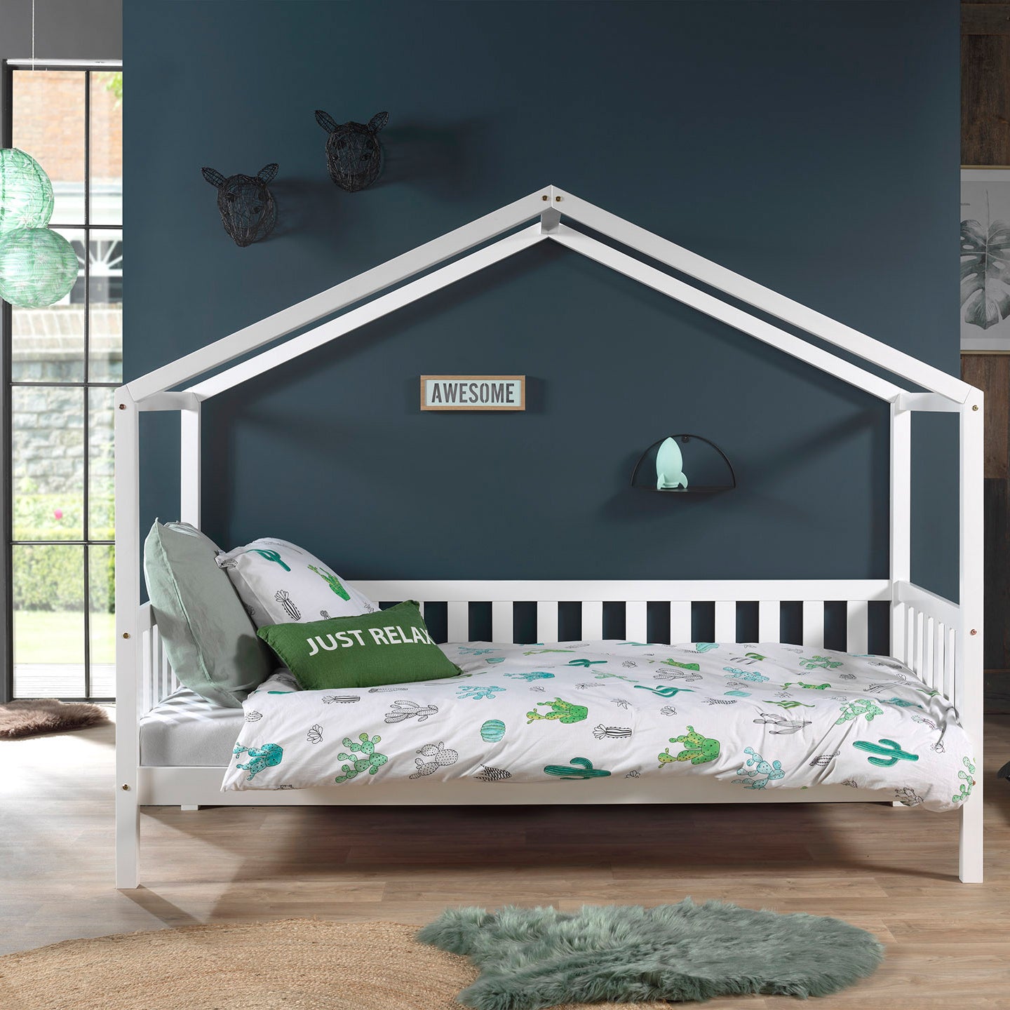 Vipack Dallas Huisbed met Hekje 90 x 200 cm - Wit