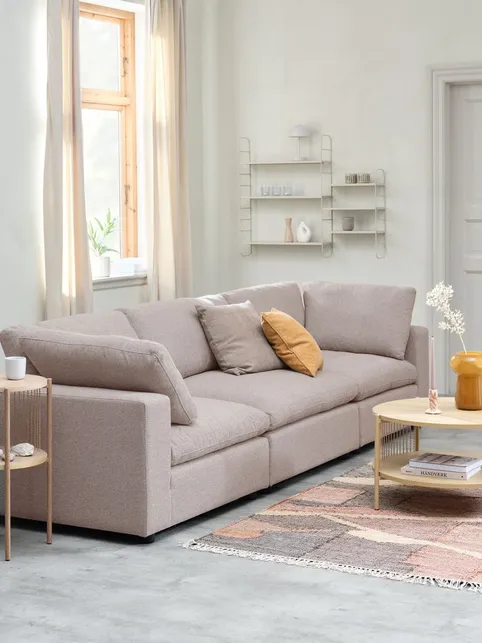 Modulsofa LYBY 3-pers. sandfarvet stof
