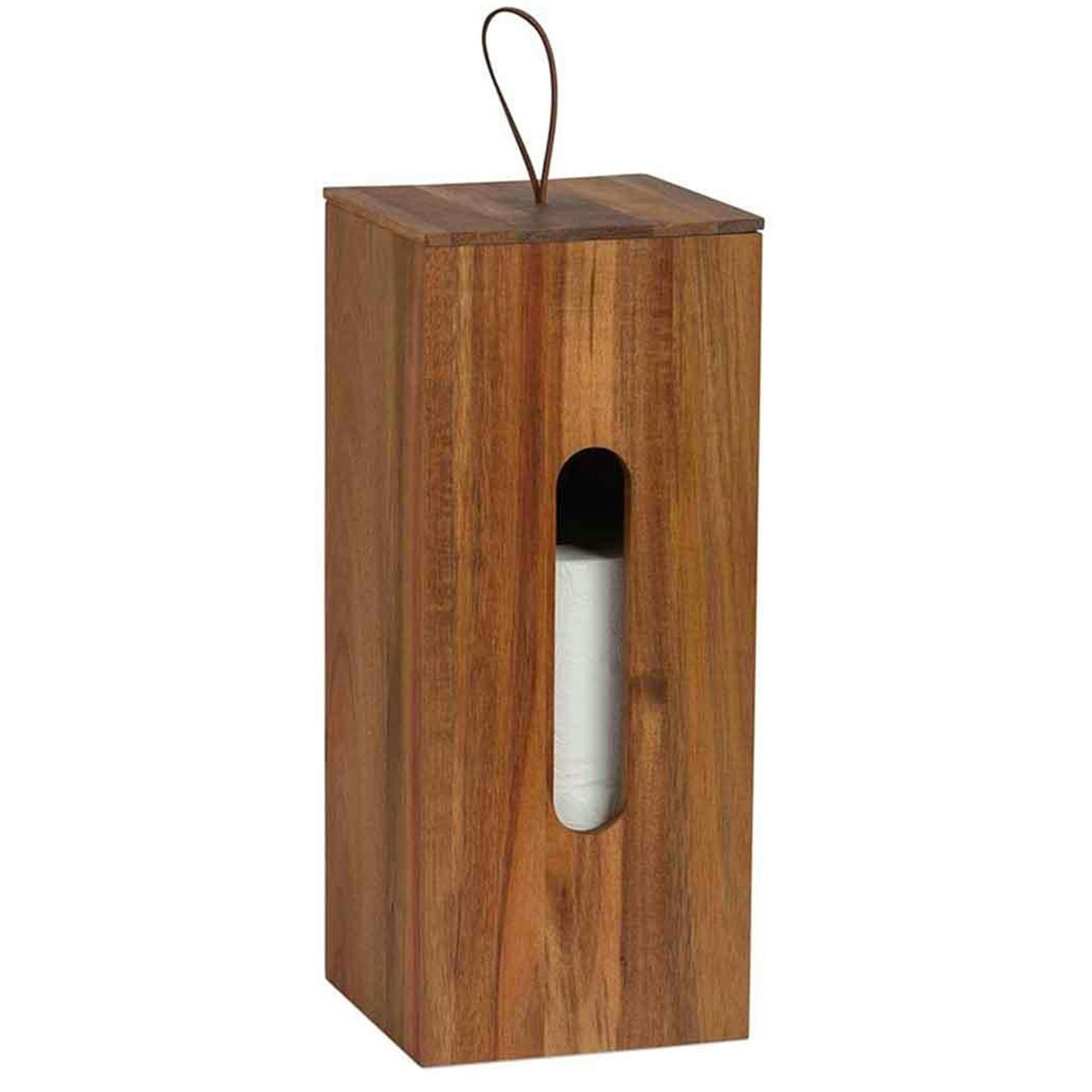- Rangement stock rouleaux papier toilette en acacia 14x14x33cm