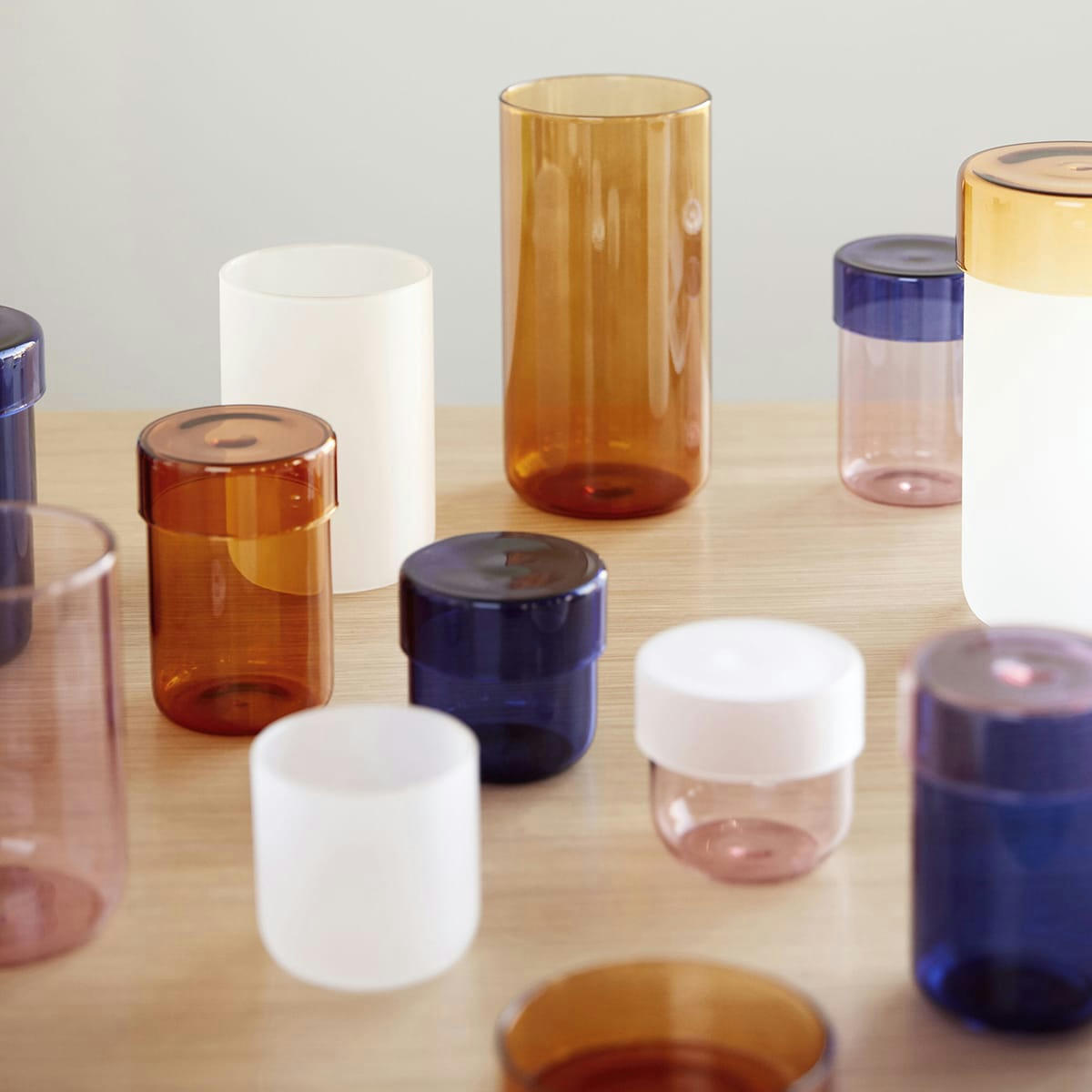 BOCAL - Set de 2 pots en verre bleu