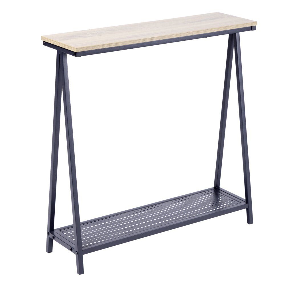 Console 2 niveaux Luffi en bois et métal ajouré noir 78x24xH78,5cm