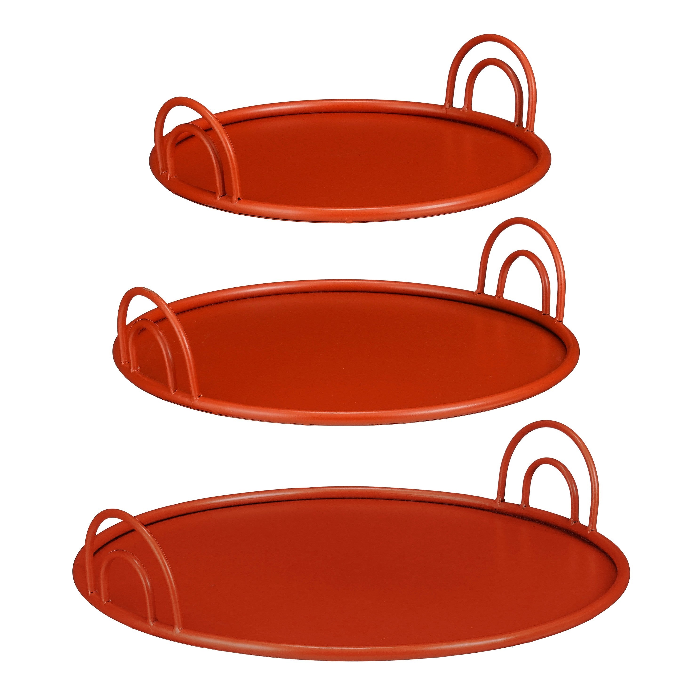 Mica Decorations Dienblad met Handgrepen - Set van 3 - Decoratie Woonkamer - Ook leuk als Kaarsenplateau, Onderzetter of Plantenonderzetter - IJzer -