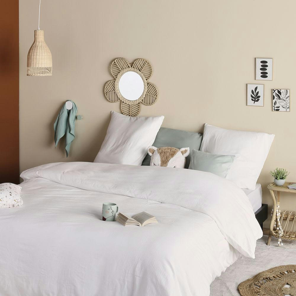 - Parure de lit enfant en coton biologique écru, 240x220