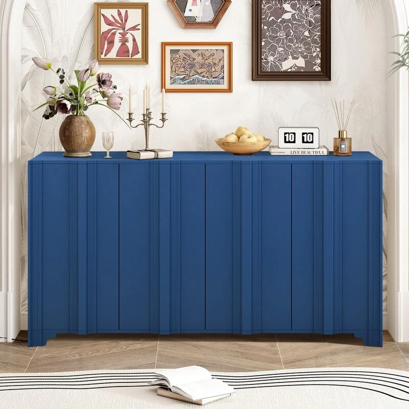 59.7 Modern 4-Door Sideboard with Luxurious Pine Veneer Finish