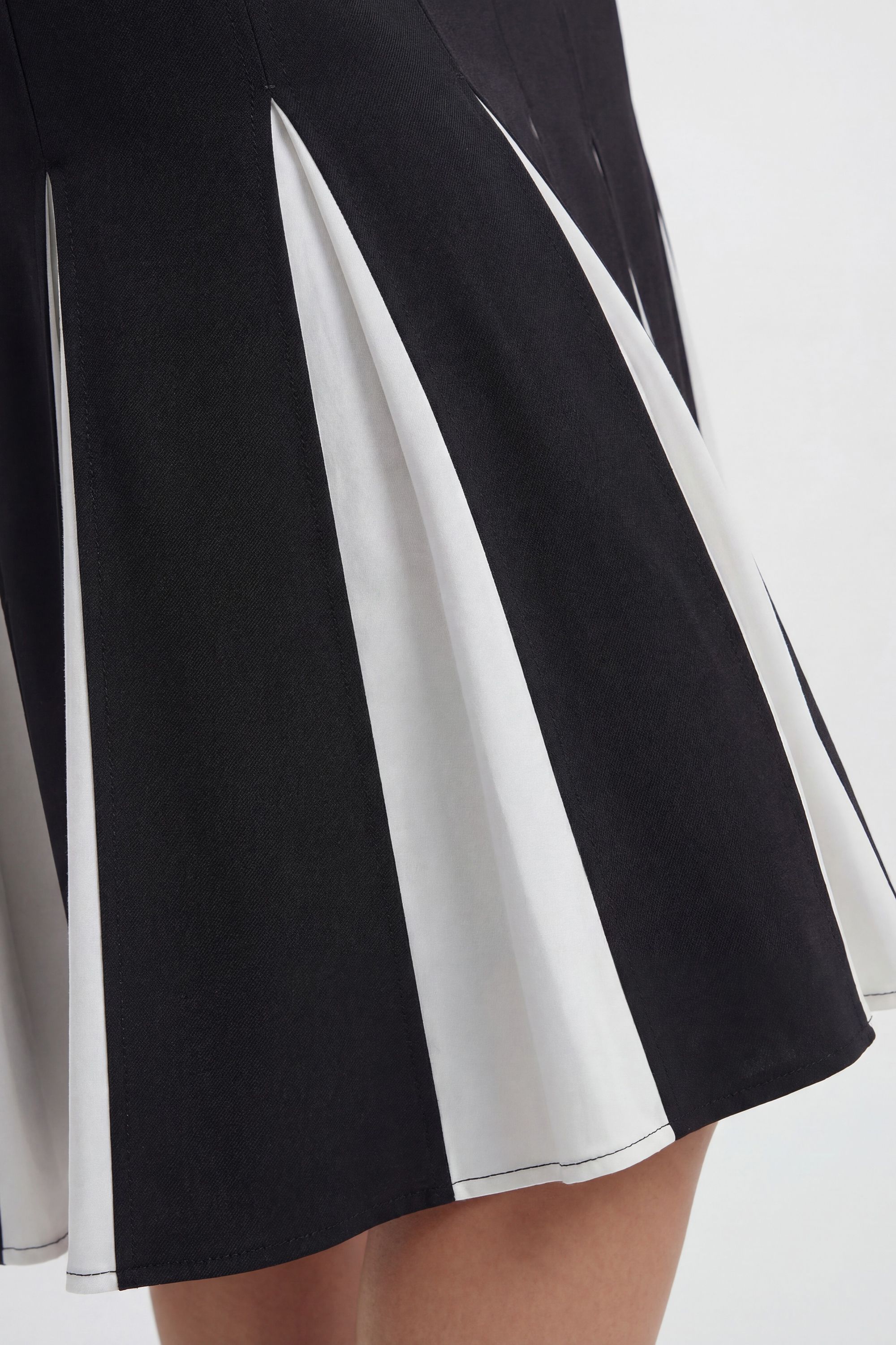 KarenMillen Soft Tailored Contrast Godet Detail Midi Skirt
