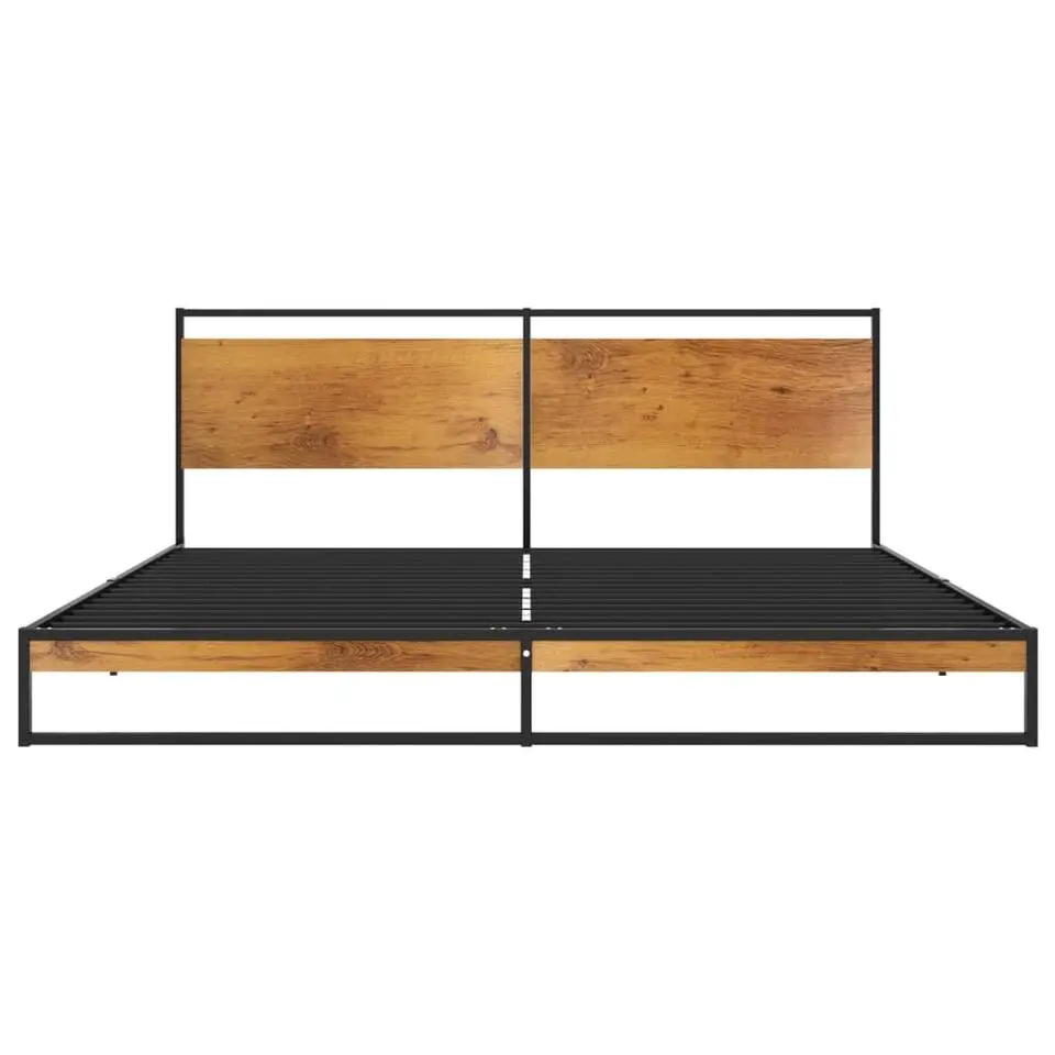 vidaXL -Tweepersoonsbed frame met hout hoofdbord - metaal - 180x200 cm