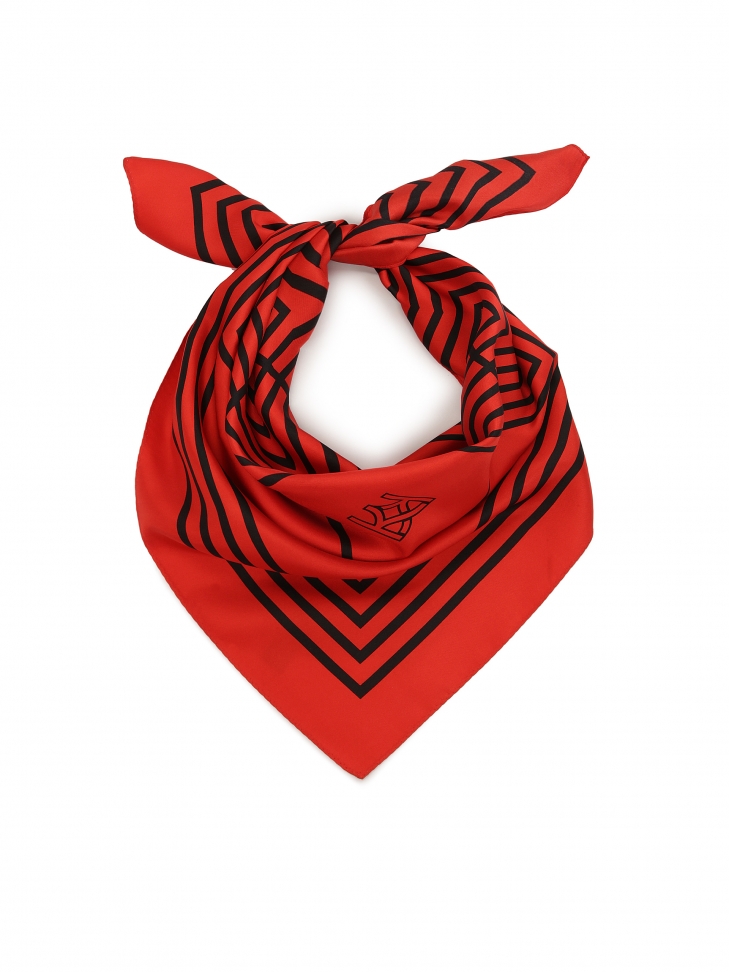 Red silk scarf with KAZAR monogram