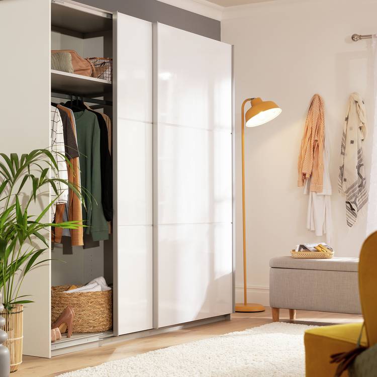 Habitat Holsted 200cm Sliding Wardrobe - White Gloss