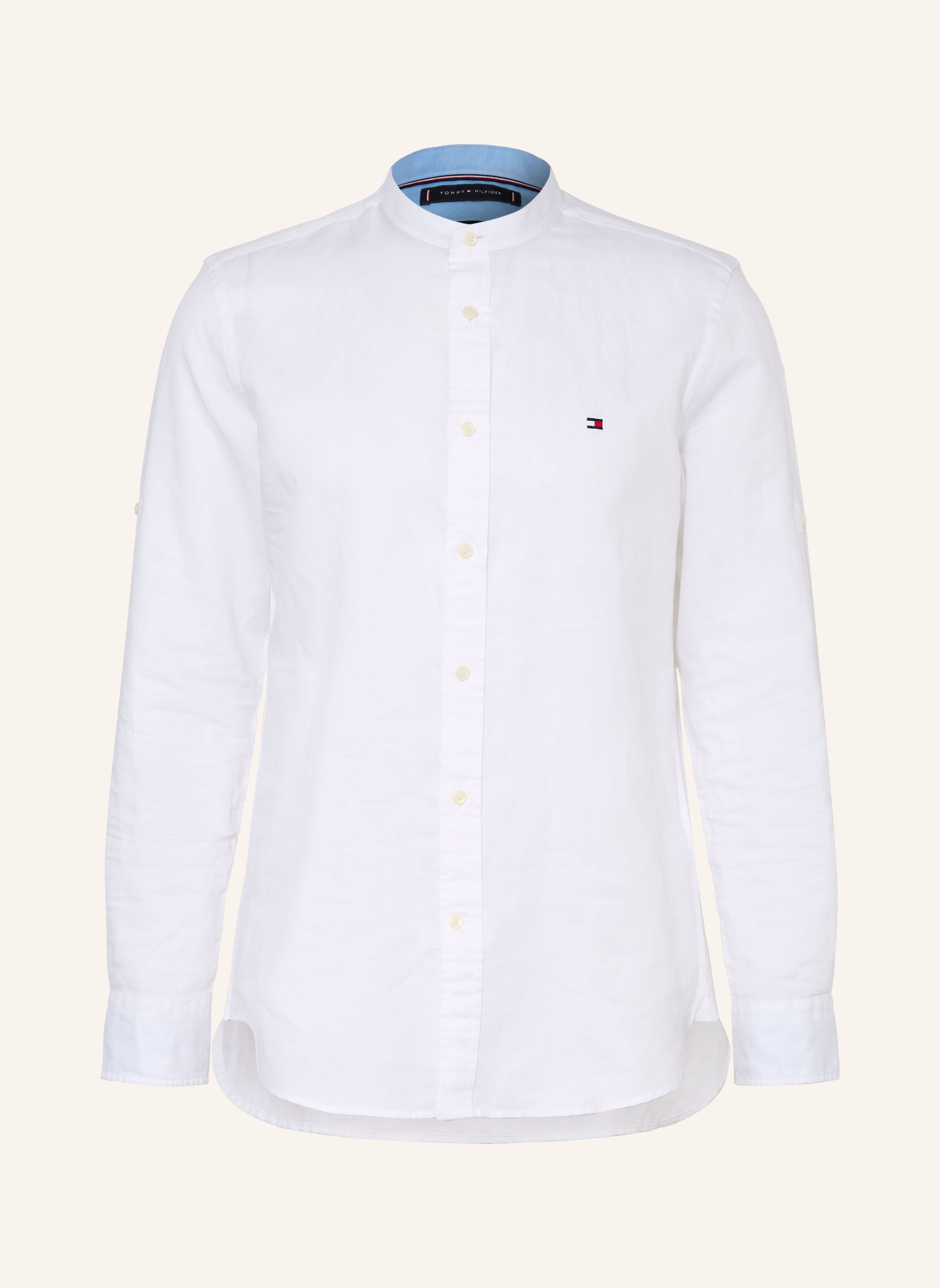 TOMMY HILFIGER Hemd Slim Fit mit Stehkragen und Leinen