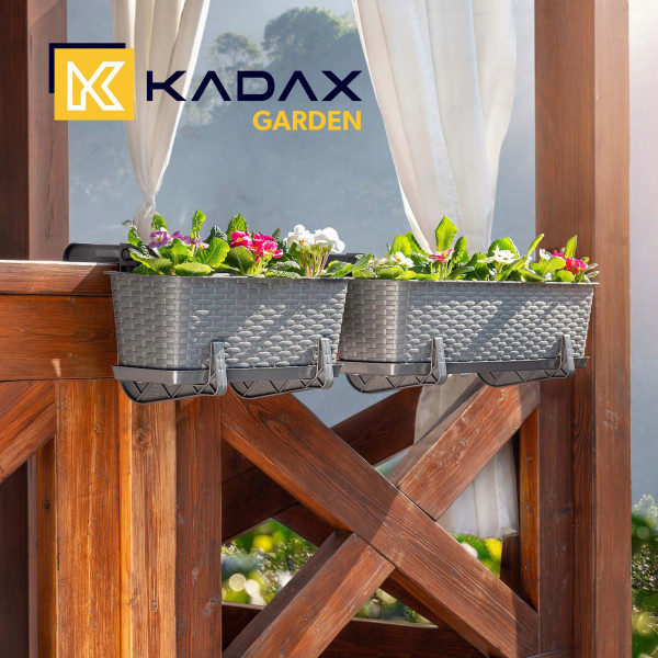 Kadax 4x Skrzynka Balkonowa 60cm Uchwyty Grafitowa