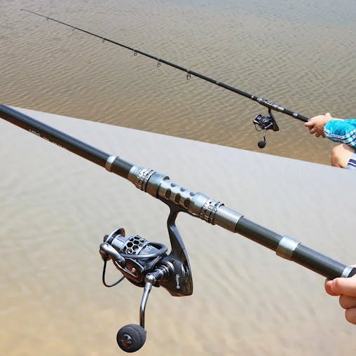NNEOBA Telescopic Rod and Spinning Reel Carbon Fiber Travel Set Black