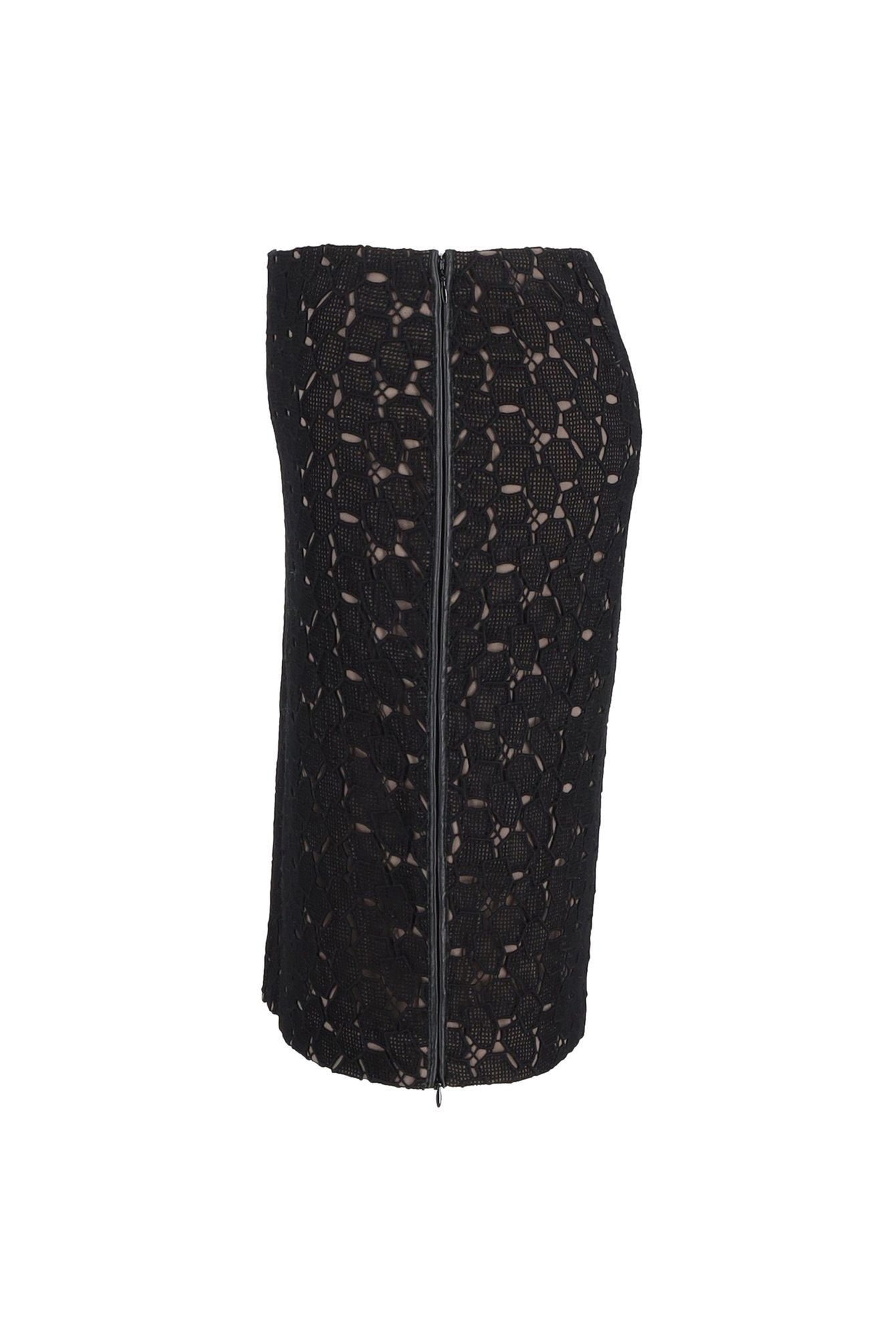 Diane Von Furstenberg Preloved Clover Lace Pencil Skirt in Black Polyester