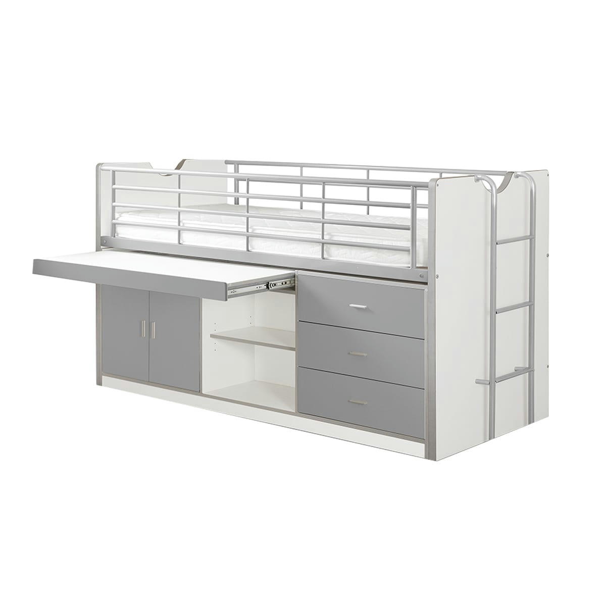 BONNY - Lit combiné 95 90x200 sommier inclus gris