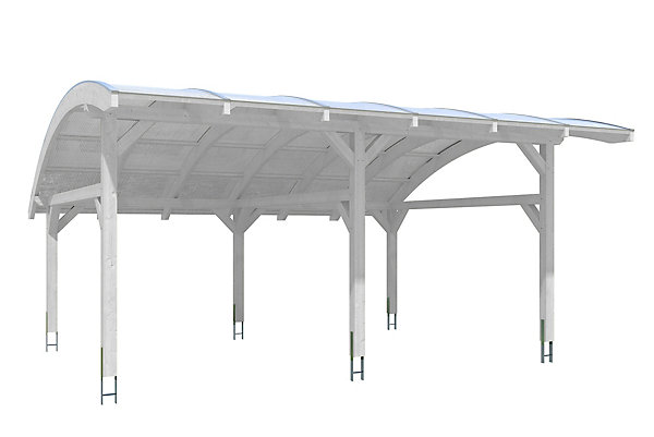 Carport SKAN HOLZ Schwaben 648x630cm, bois lamellé-collé, traitement coloré blanc