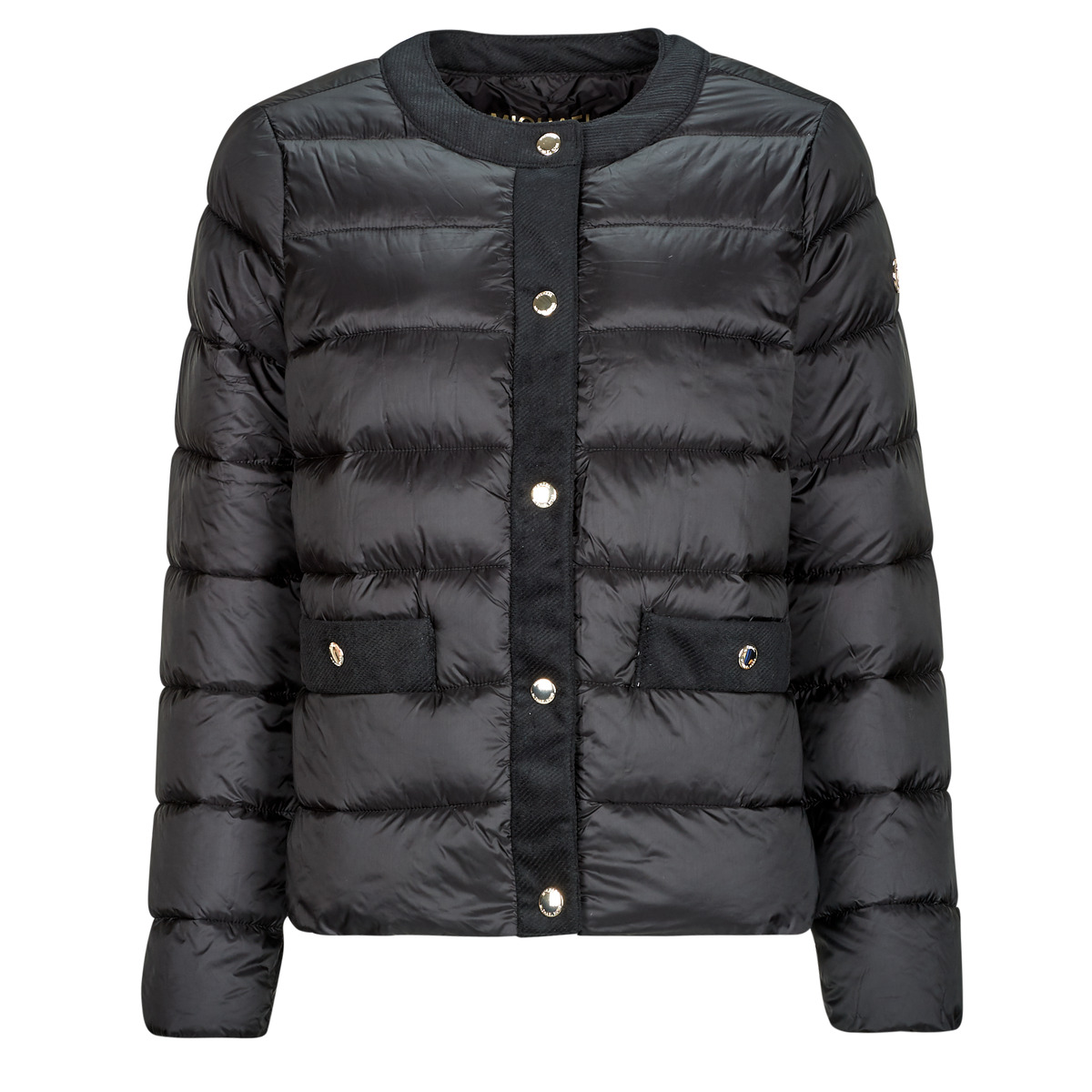 MICHAEL Michael Kors - COLLARLESS PACKABLE JACKET W CORDUROY TRIM -  black
