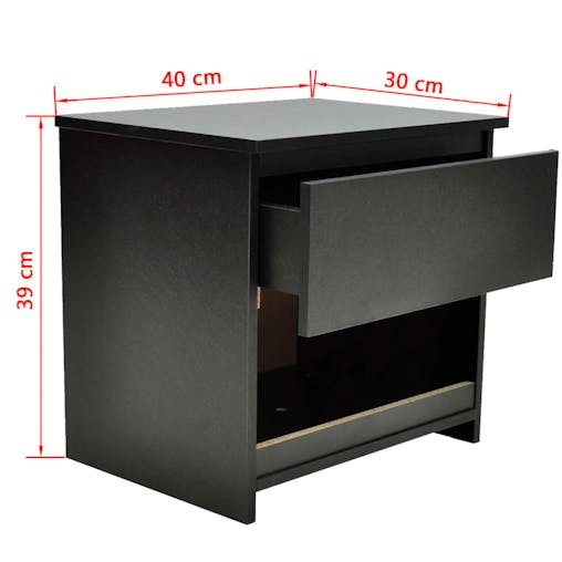 NNEVL Nightstand with One-Drawer Black 2 pcs