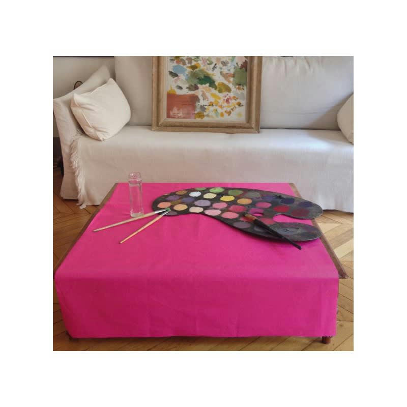UNI - Nappe enduite ronde 160 x 160 cm rose