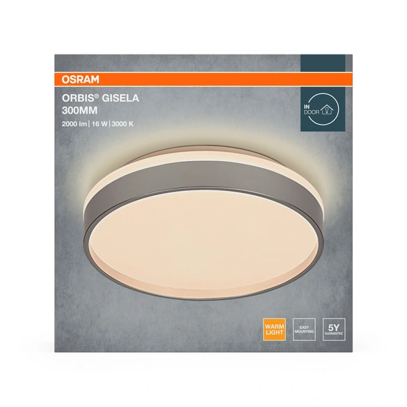 LED-Deckenleuchte, LxBxH: 30x30x7,5 cm, silberfarben, warmweiß