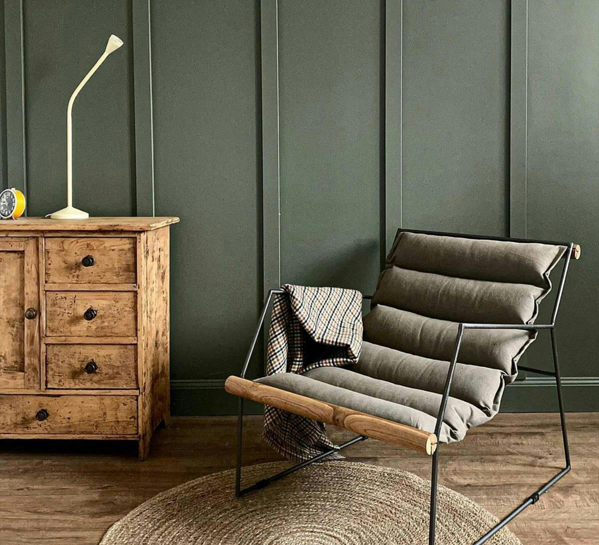 ROSALIE - Fauteuil en tissu kaki 61 cm