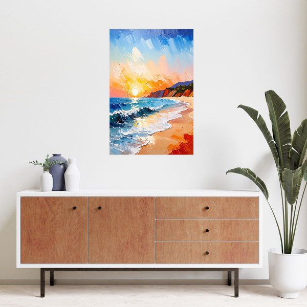 Naklejka na ścianę Feeby Pejzaż Morze Plaża Zachód słońca 20x30