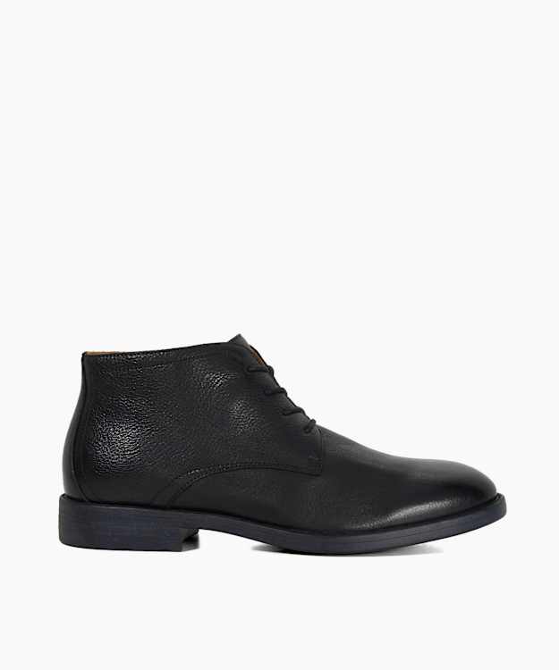 Sainty Black - Casual Leather Lace Up Boots