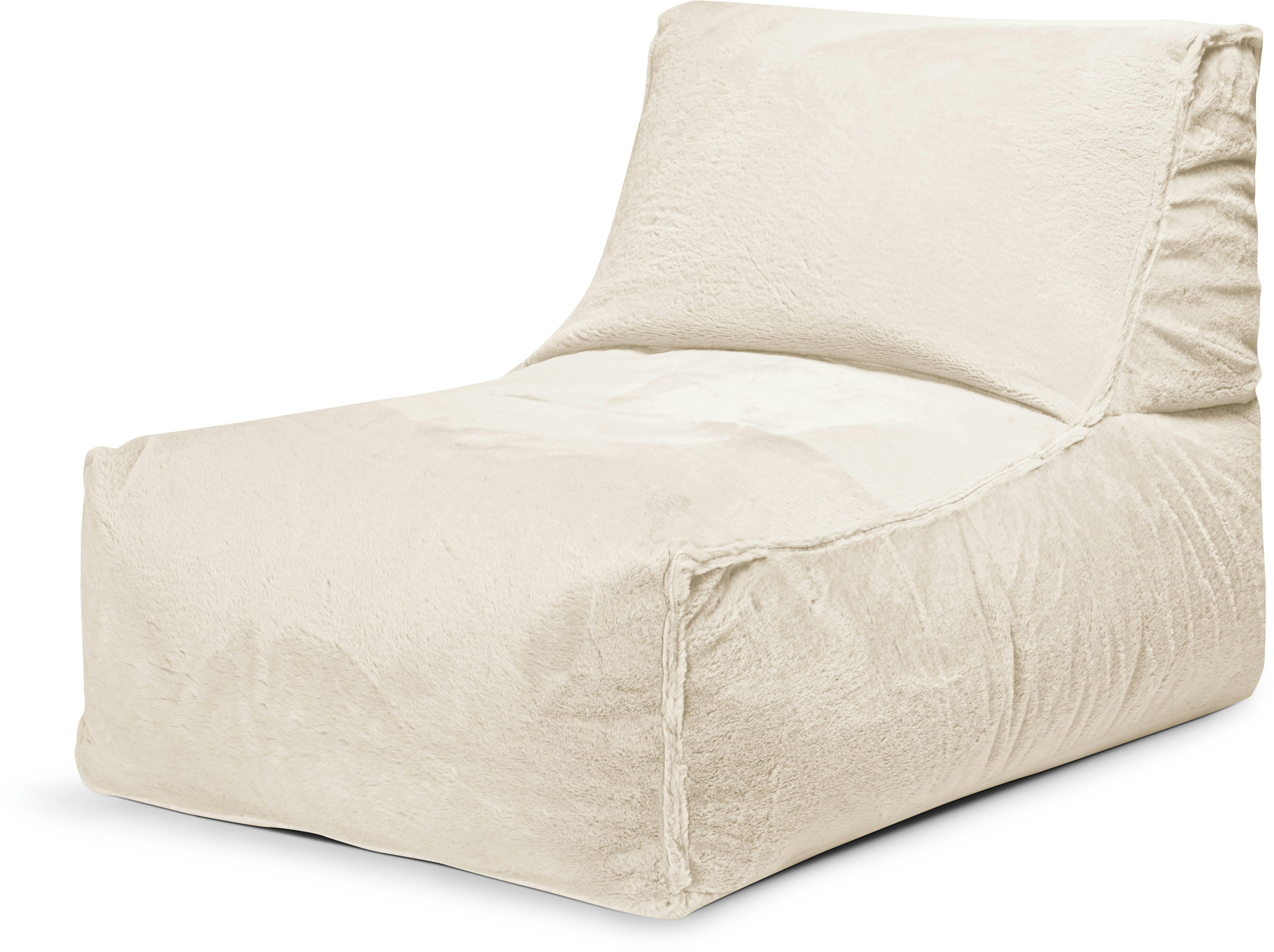 SOFTY - Pouf d'intérieur avec dossier aspect fourrure beige 65x100x65cm