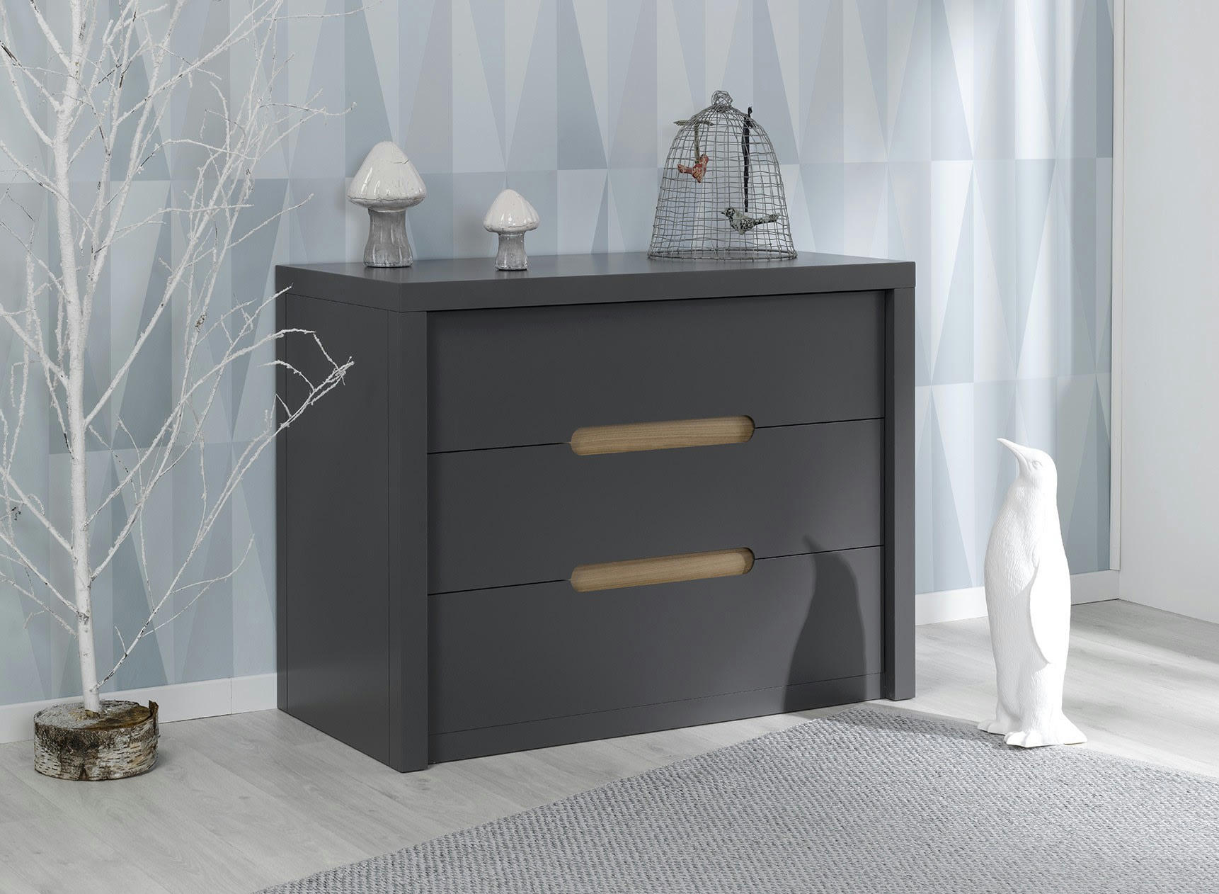 ANGEL - Commode enfant 3 tiroirs Ardoise