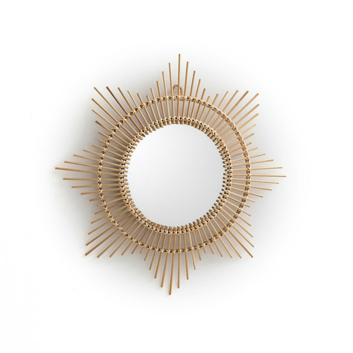Miroir bombé en bambou forme soleil ø45 Nogu