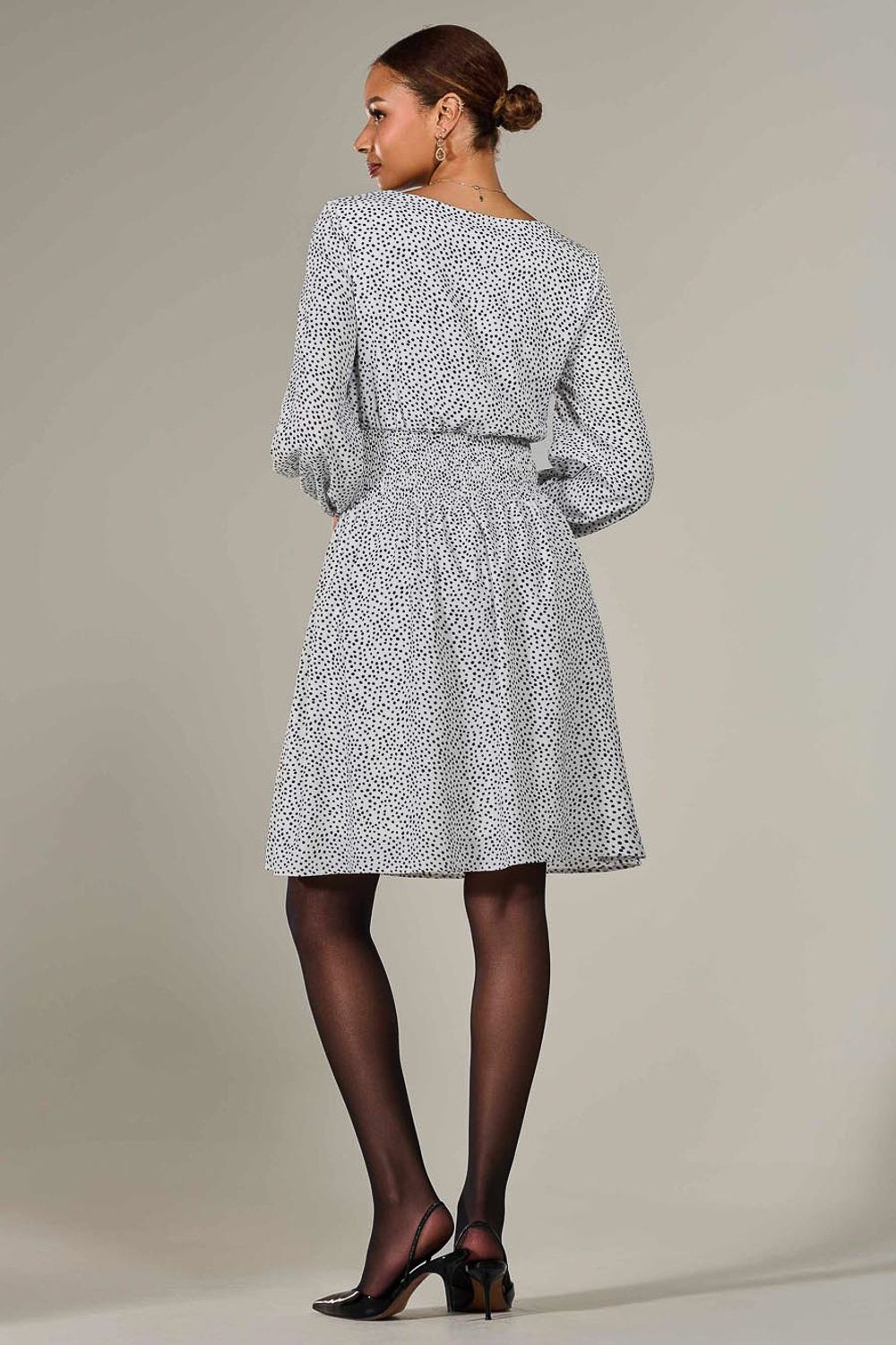 Jolie Moi Long Sleeve Ruched Waist Midi Dress