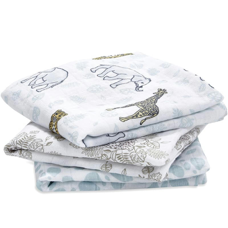 - Lot de 3 langes en coton Jungle (70 x 70 cm)