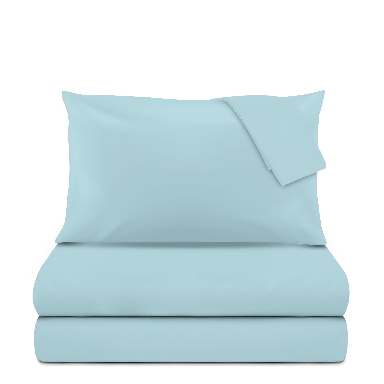 Completo letto matrimoniale cotone azzurro tinta unita