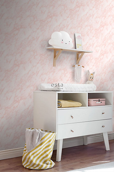 ESTAhome papier peint marbre rose clair 53 cm x 10.05 m