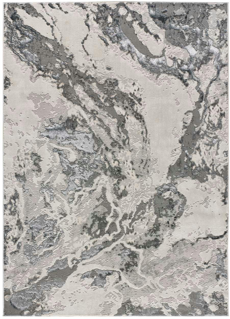 AGATA - Tapis effet marbre avec textures en gris, 80X150 cm