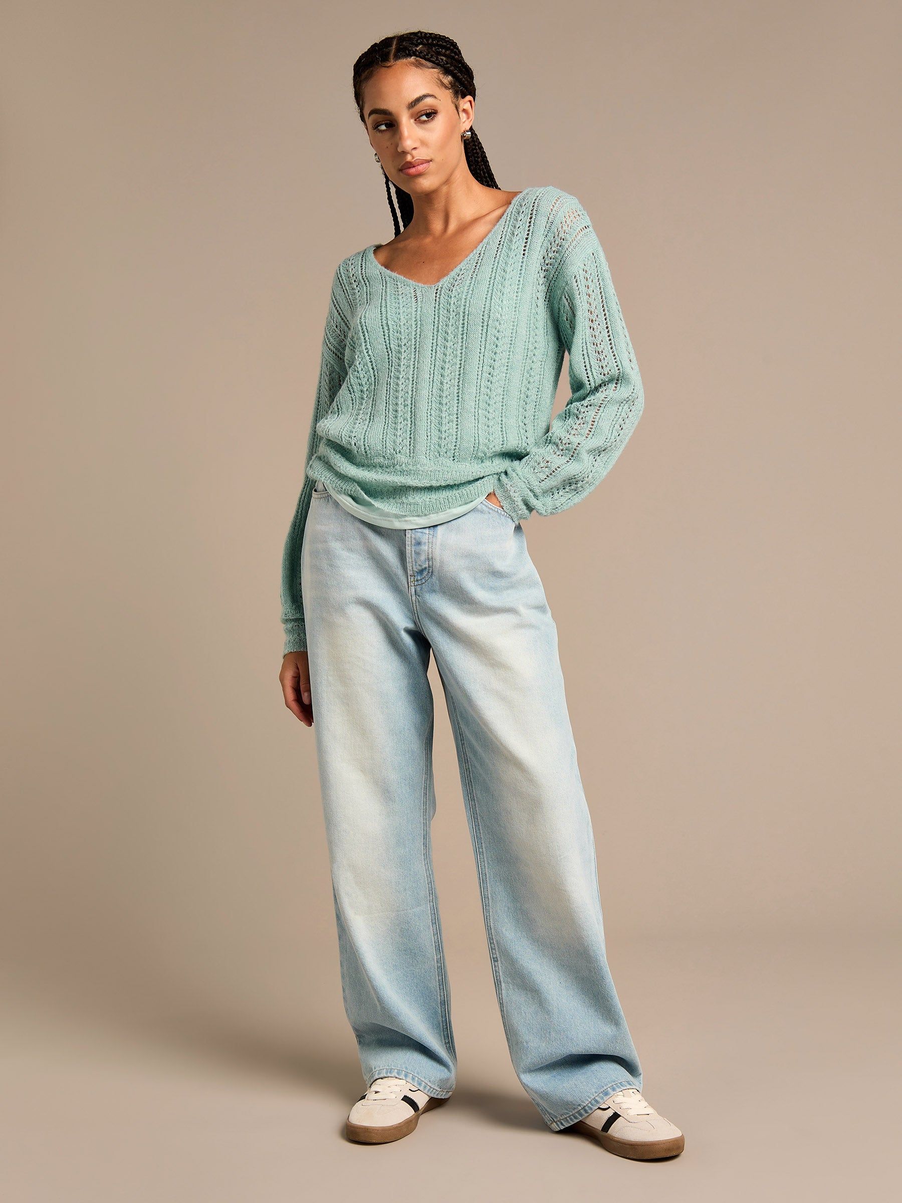 GWD by GEORGE W. DAVIES GWD Arla-Bailey Duck Egg Wool Knit Top