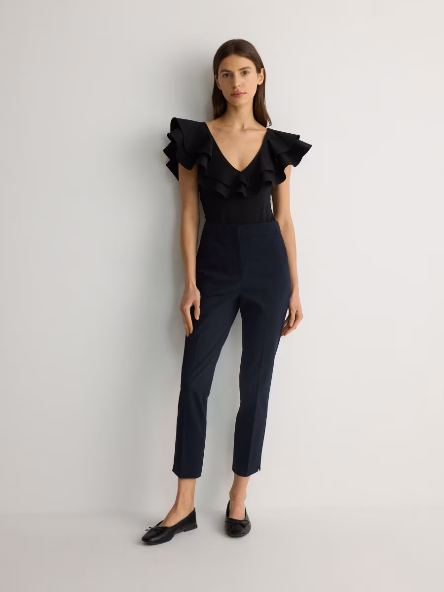 Cigarette Trousers With Pressed Crease