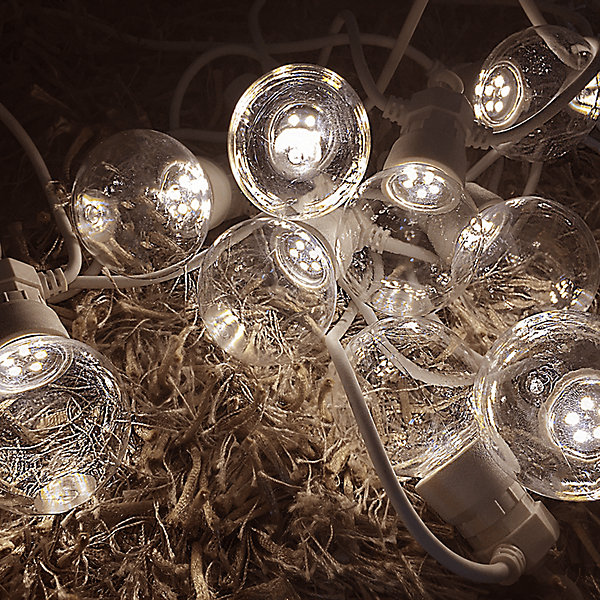 Guirlande Guinguette LED 13M 20pcs 6W IP65 Blanc Chaud - Câble Blanc - SILAMP