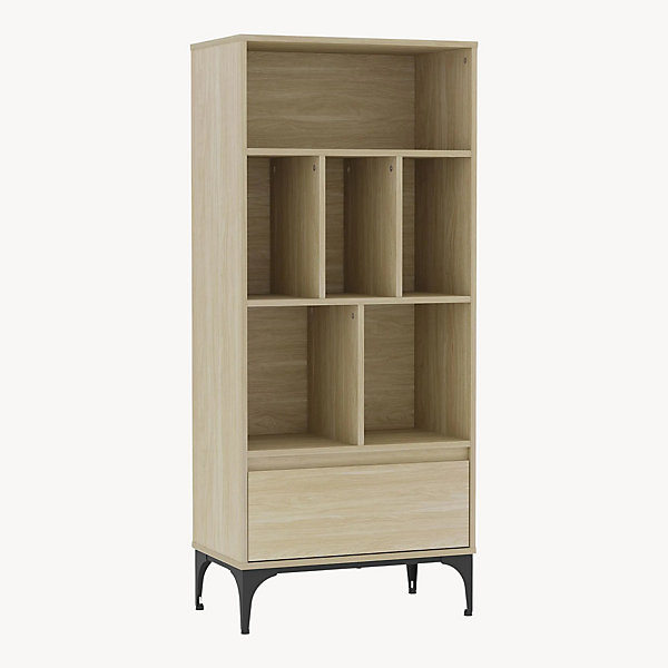 Bibliothèque Kistiandi 137 x 60 x 35 cm effet chêne clair en.casa