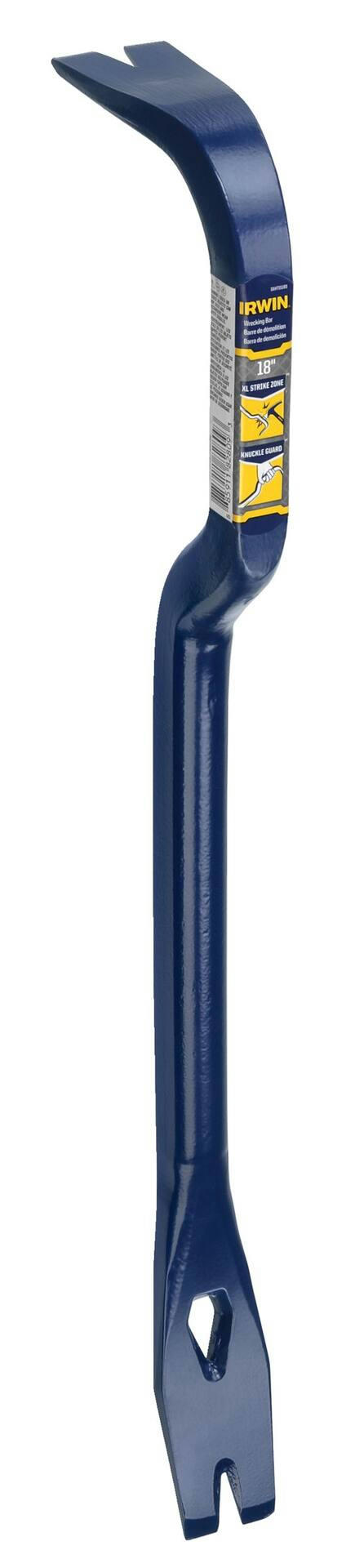 Irwin Wrecking Pry Bar with Knuckle Guard, Forged Heat-Treated Steel Construction, 18-in