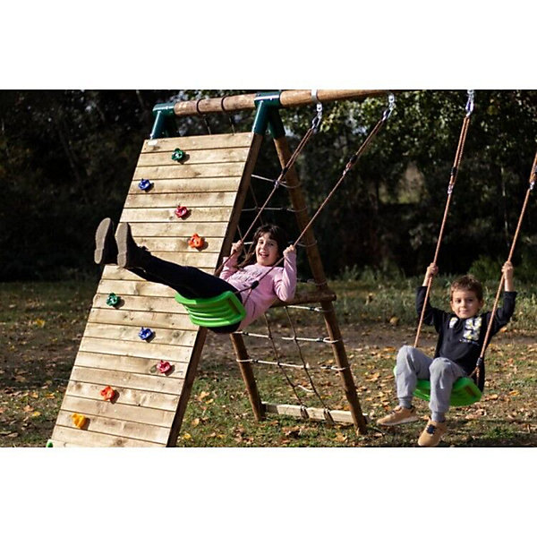 Aire de jeux Masgames TIMBU balançoire et mur d'escalade