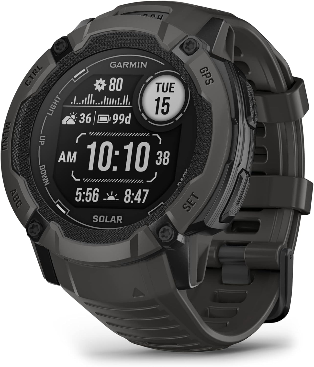 Garmin Instinct 2X Solar  Rugged GPS Smartwatch  Built-in Flashlight  Solar Charging Capability  Multi-Band GNSS  Graphite