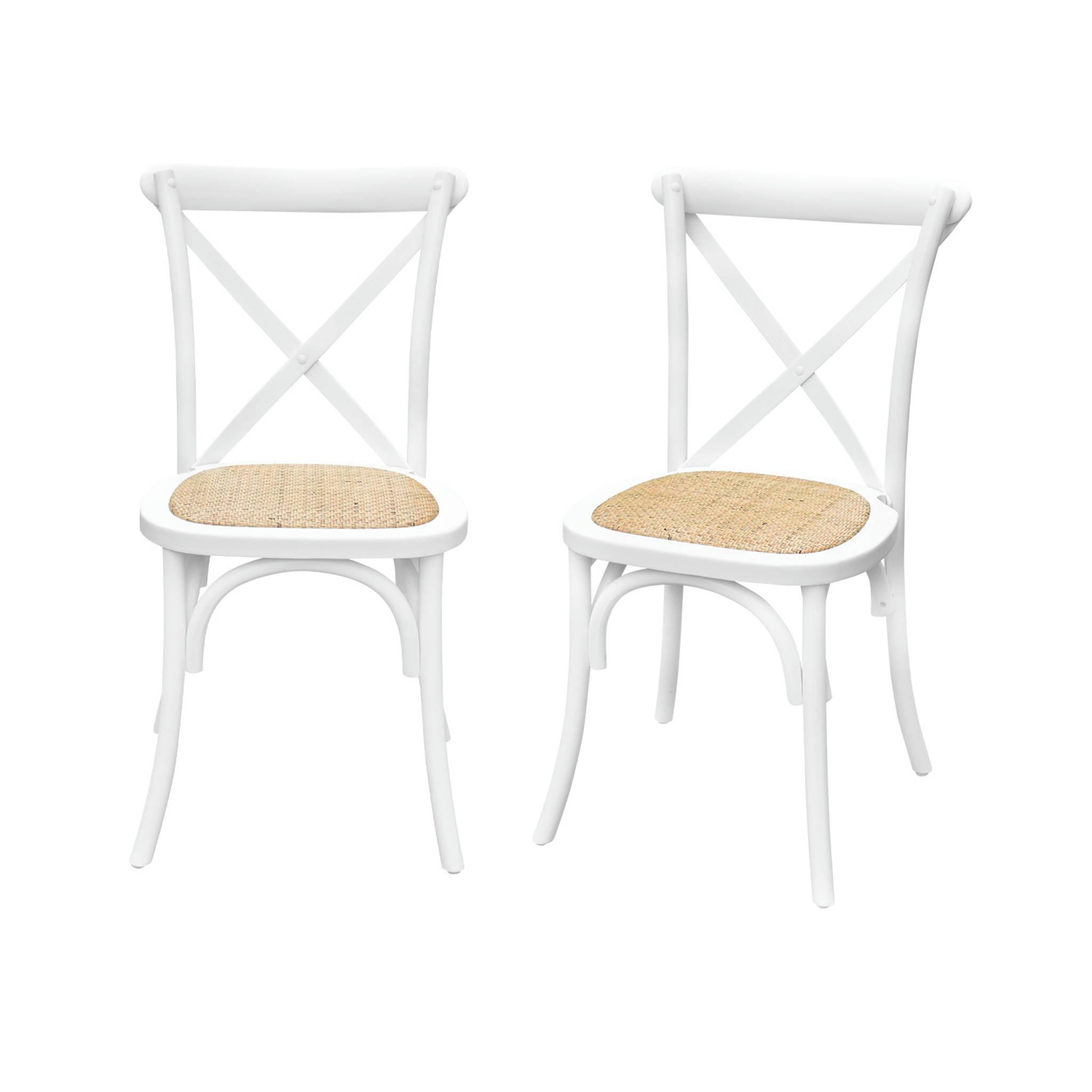 BELLEVILLE - Lot de 2 chaises de bistrot en bois blanc